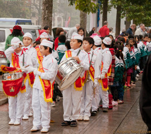 Children waiting to visit Ho Chi Minh in Hanoi