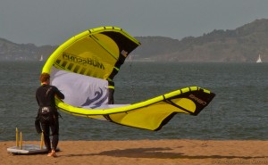 Surfer on Chrissy Field beach