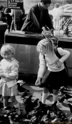 Children and pigeons in Trafalgar Square