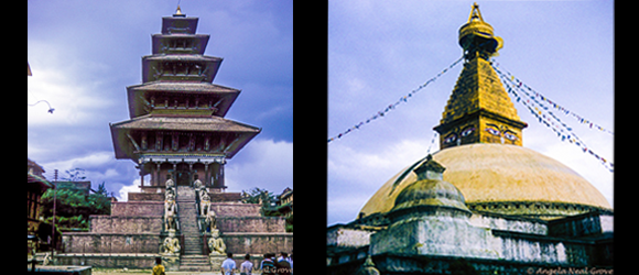 Katmandu 3rd Century Temple and Stupa in 1972 now destroyed after 2015 Nepal Earthquake| Credit: Angela Neal Grove