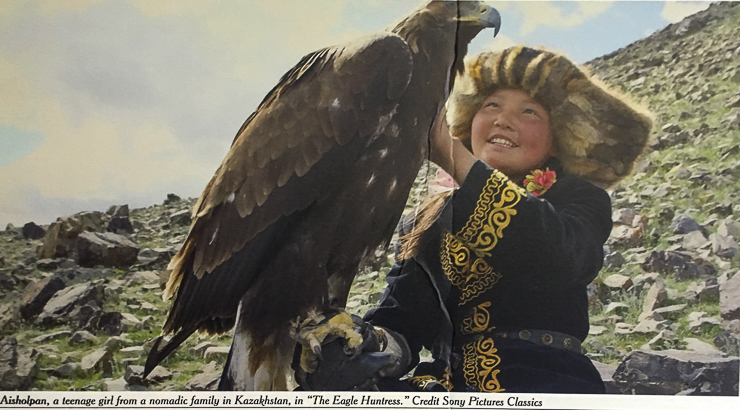 The eagle-huntress-is a documentary where a 13 year old girl defies male traditions and wins the Eagle Festival