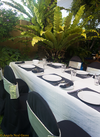 Traveling Spoon's Culinary Adventure; After learning how to make curry in Columbo, Sri Lanka we gathered at a long table in the garden to eat the curries for lunch. //Photo: A.N.Grove