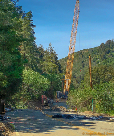 Big Sur Spring Recovery Update: A new bridge is being built to replace the Pfeiffer Canyon Bridge which was destroyed due to winter floods and mudslides. Photo://Angela Neal Grove