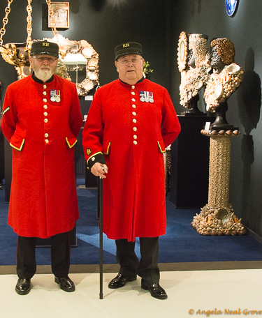 London Update News and views. Two Chelsea Pensioners who live at the Royal Hospital, Chelsea visiting the Masterpiece Art and Antique Show. The event was held in the hospital grounds.