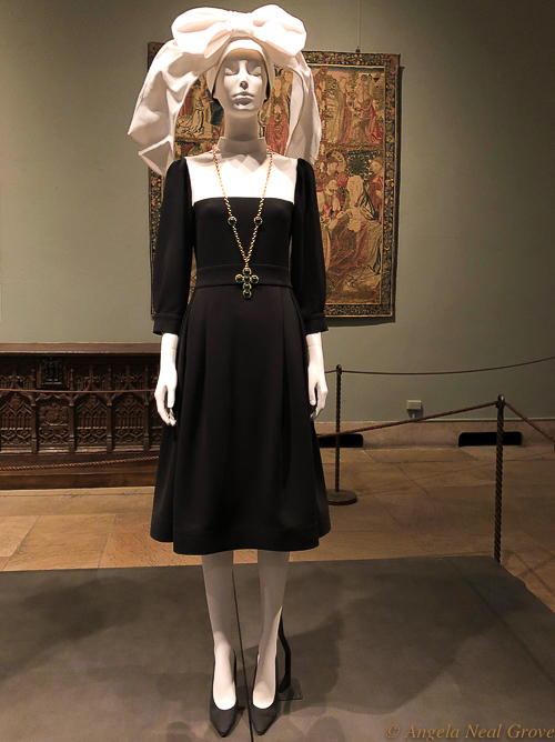 Highlights of Met's Blockbuster, Heavenly Biodies. Flying Nun inspired dress by Moschino