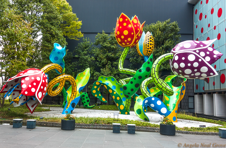 Japan Tip To Toe: An Extraordinary Odessy:Yayori Kusama Museum Matsumoto, Installation outside the museum. Image: A.N. Grove