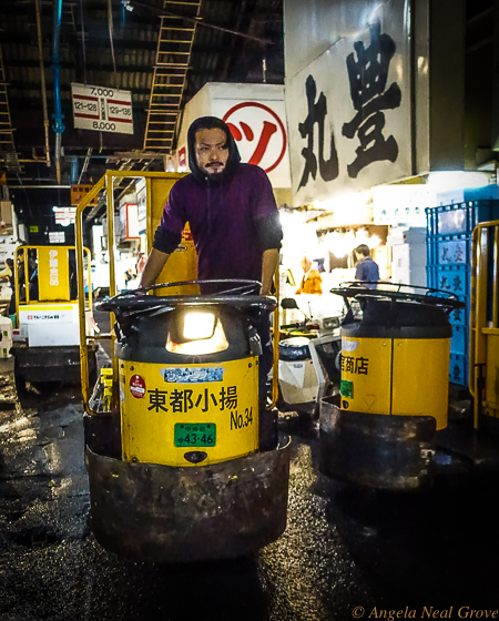 Tokyo Tsukiji Fish Market Going Going Gone...A Ta-Ray motorized vehicle used to move fish around the fish market. //Image: A.N.Grove