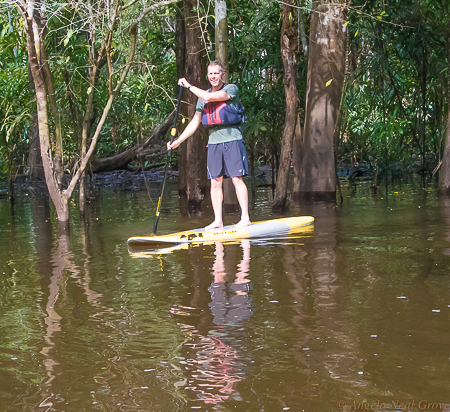 Amazon River Headwaters Adventure: There was an opportunity to swim, kayak and paddle board on this trip, as well as serious searching for flora and fauna. Photo: ANGROVE