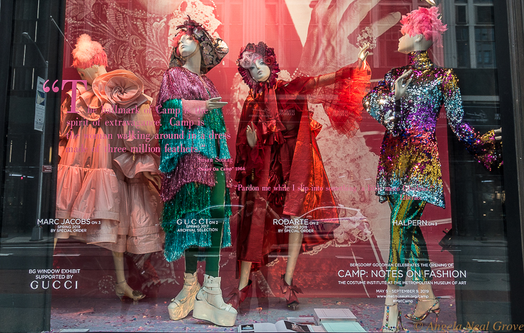 Manhattan Walking New Highlights: Camp Fashion is the theme of this years annual Metropolitan Museum of Art Fashion Gala and exhibit. Windows along Fifth and Madison Avenues were all decked out. Photo// A.N Grove