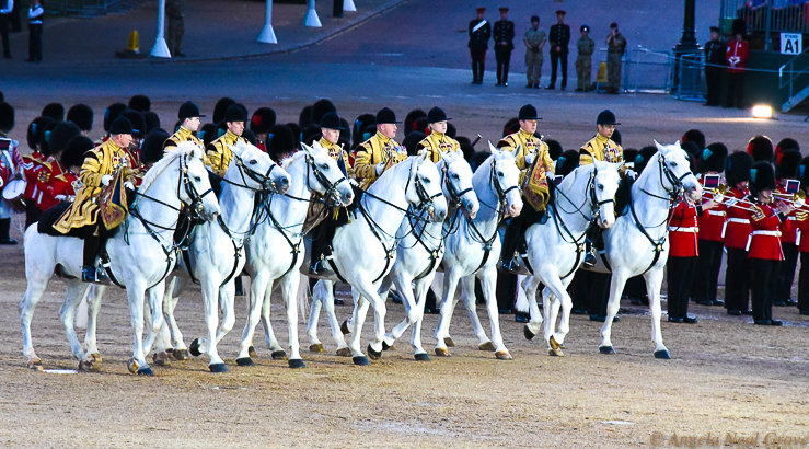 London Summer News and Views: Perfect horsemanship at Beating Retreat, the spectacular pageantry held in Horseguard's Parade. Riders include men and women.//Photo:ANGrove