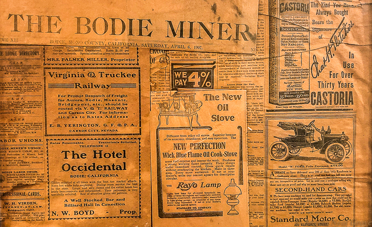 Is Bodie Ghost Town Haunted?   Copy of the Bodie Miner from April 6, 1907 PHOTO://ANGROVE