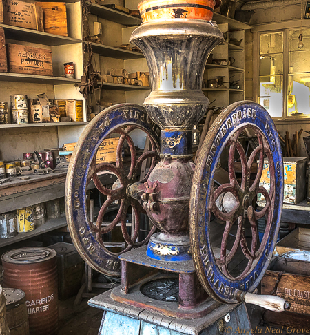 Is Bodie Ghost Town Haunted?Coffee grinder in the General Store which closed in 1900. The shelves are a time capsule of that era. PHOTO://ANGROVE