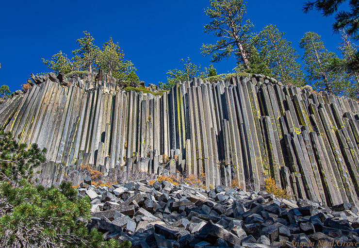 For the Beauty of the Earth: Devils Postpile, Mammoth, California, is a dark cliff of columnar basalt created by a lava flow less than 100,000 years ago. This formation cooled slowly created a formation of columns. Photo:ANGrove