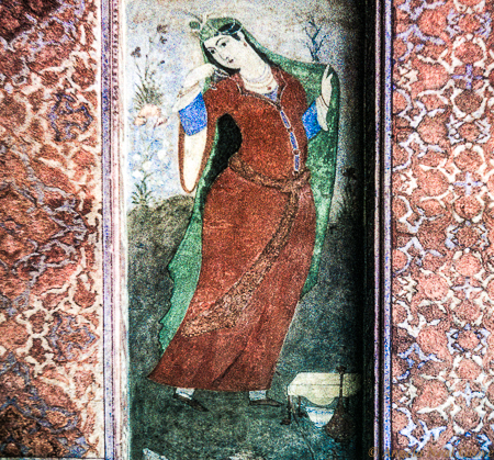 11th century painting of a Persian Princess which is inside the Polo Pavilion in Isfahan, Iran. To illustrate the story of Scherazade, in a Tribute to Fathers