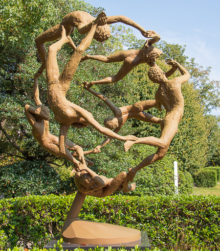 Costellation Earth is an eight foot sphere celebrating the global family. Created by Paul T. Granlund, it was placed in the Nagasaki Peace Park in 1992. It was donated by St. Paul Minnesota which is a twin city of Nagasaki. PHOTO// ANGROVE