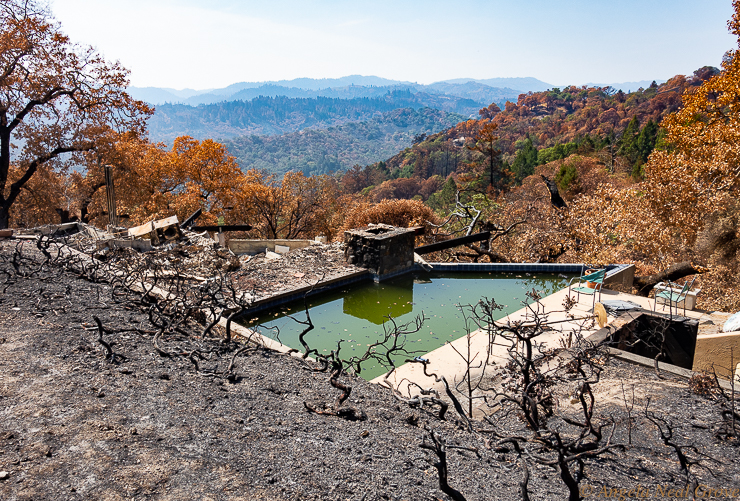 All that remains of a home after the Wallbridge fire, in Sonoma, California, swept up from the valley below. The Wallbridge fire was begun by a lightening strike which was part of a weather phenomenon.//PHOTO: ANGROVE