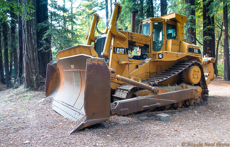 This CAT D9L bulldozer is a workhorse for CalFire. It is used to create firebreaks, sometimes as wide as a freeway. //PHOTO; ANGROVE