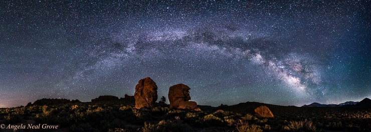 Image of the arc of the Milky Way in the night sky near Mono Lake in the Eastern Sierra Mountains, California
 Photo: ©ANGROVE